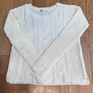 SO Cream Cable-Knit Scoopneck Sweater